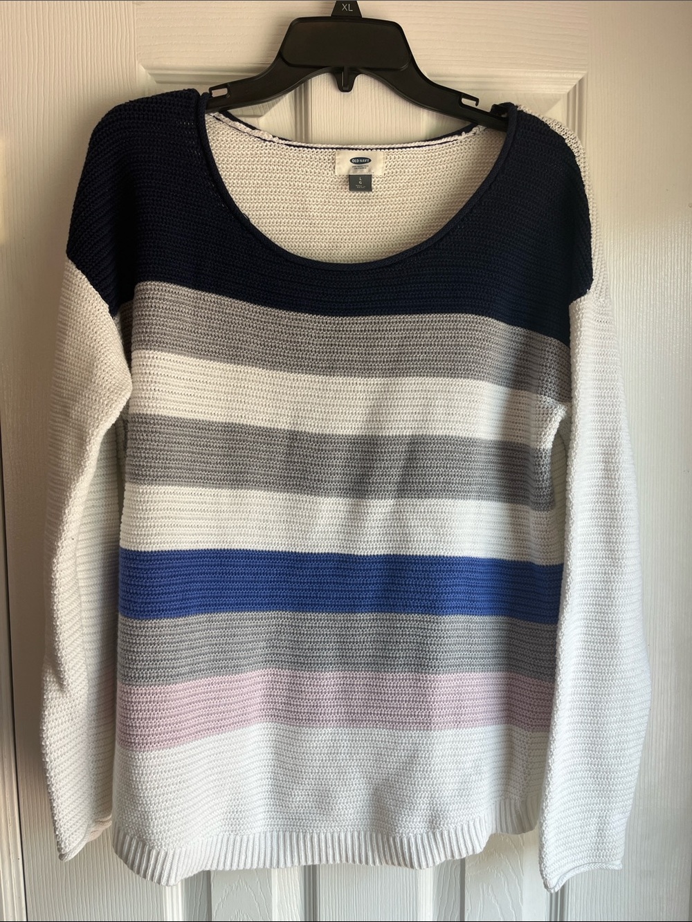 Old Navy Scoop Neck Striped Sweater in Navy, Gray, Blue & Pink